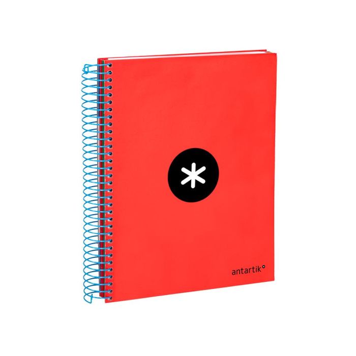 Cuaderno Espiral A5 Micro Antartik Tapa Forrada 120H 90 gr Horizontal 5 Bandas 6 Taladros Color Rojo 4