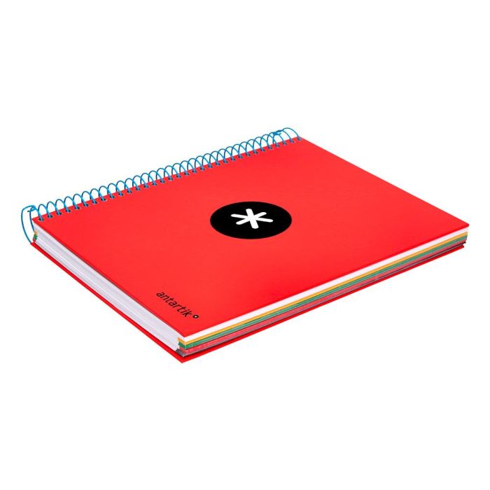 Cuaderno Espiral A5 Micro Antartik Tapa Forrada 120H 90 gr Horizontal 5 Bandas 6 Taladros Color Rojo 5