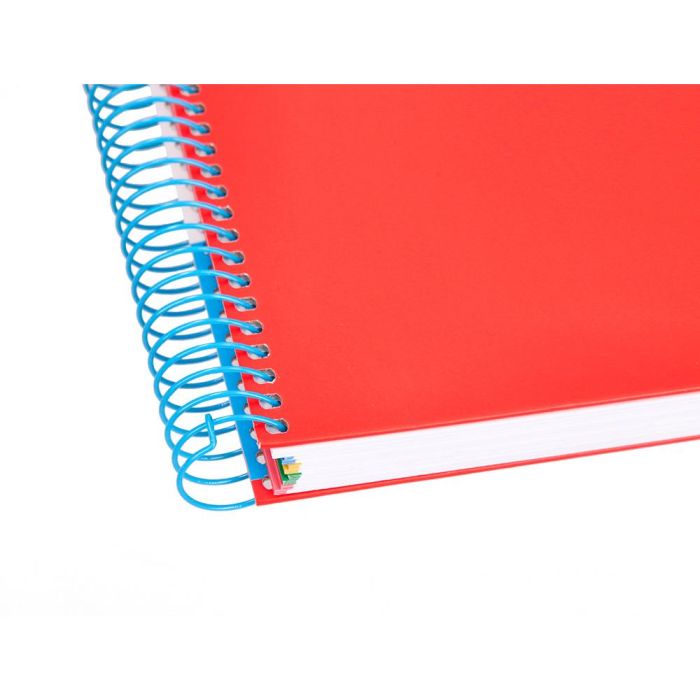 Cuaderno Espiral A5 Micro Antartik Tapa Forrada 120H 90 gr Horizontal 5 Bandas 6 Taladros Color Rojo 7