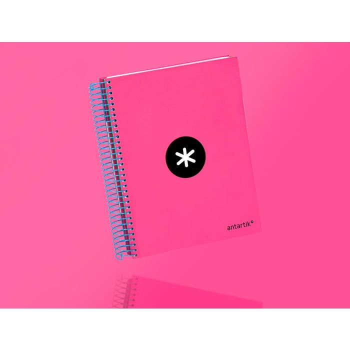 Cuaderno Espiral A5 Micro Antartik Tapa Forrada 120H 100 gr Horizontal 5 Bandas 6 Taladros Color Rosa 8