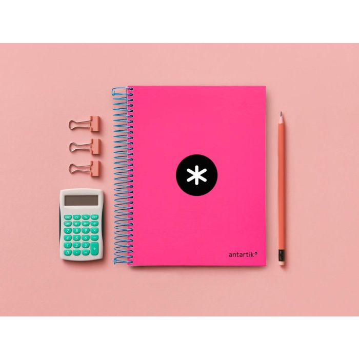 Cuaderno Espiral A5 Micro Antartik Tapa Forrada 120H 100 gr Horizontal 5 Bandas 6 Taladros Color Rosa 9