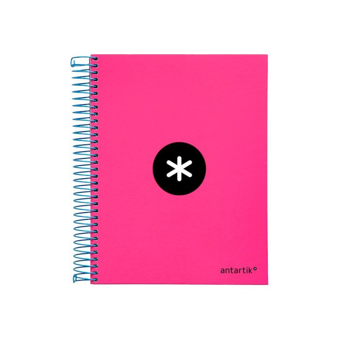 Cuaderno Espiral A5 Micro Antartik Tapa Forrada 120H 100 gr Horizontal 5 Bandas 6 Taladros Color Rosa 1