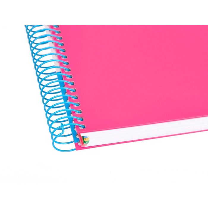 Cuaderno Espiral A5 Micro Antartik Tapa Forrada 120H 100 gr Horizontal 5 Bandas 6 Taladros Color Rosa 7