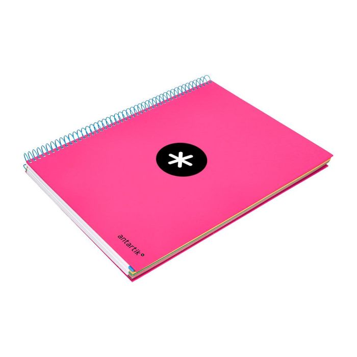 Cuaderno Espiral A4 Micro Antartik Tapa Forrada120H 100 gr Cuadro 5 mm 5 Bandas 4 Taladros Color Rosa 2