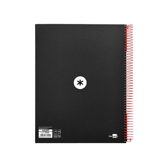 Cuaderno Espiral A4 Micro Antartik Tapa Forrada 120H 90 gr Cuadro 5 mm 5 Bandas 4 Taladros Color Negro 2