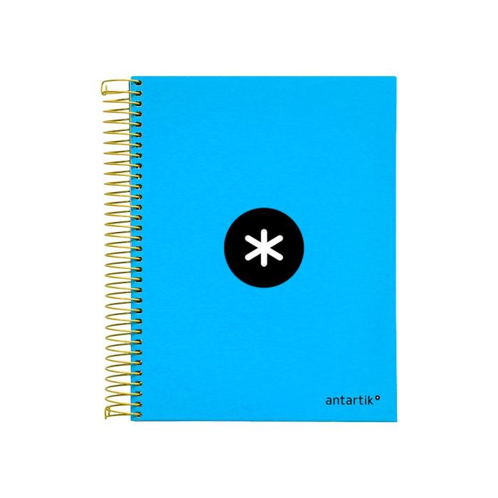 Cuaderno Espiral A5 Micro Antartik Tapa Forrada120H 90 gr Cuadro 5 mm 5 Bandas6 Taladros Color Azul