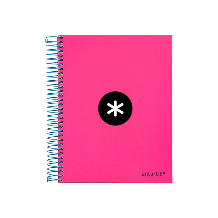 Cuaderno Espiral A5 Micro Antartik Tapa Forrada120H 100 gr Cuadro 5 mm 5 Bandas 6 Taladros Color Rosa