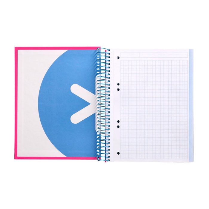 Cuaderno Espiral A5 Micro Antartik Tapa Forrada120H 100 gr Cuadro 5 mm 5 Bandas 6 Taladros Color Rosa 6