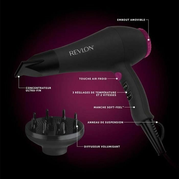Revlon Secador de pelo RVDR5251E Perfect Heat 2000 W Motor AC 2 Velocidades Negro / Rosa 2