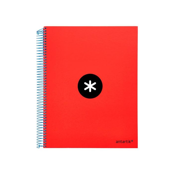 Cuaderno Espiral A4 Micro Antartik Tapa Forrada 120H 90 gr Liso Con Bandas 4 Taladros Color Rojo 1