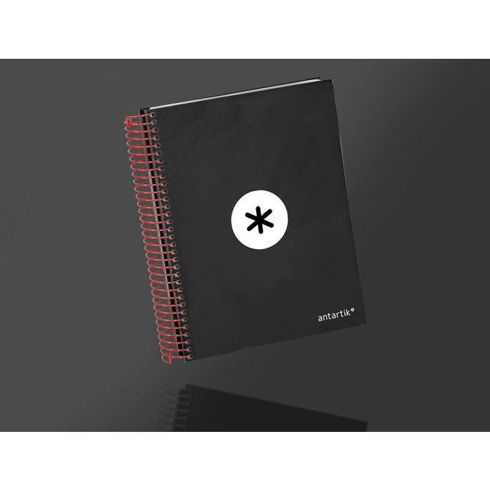 Cuaderno Espiral A5 Micro Antartik Tapa Forrada 120H 90 gr Liso Con Bandas 6 Taladros Color Negro 8