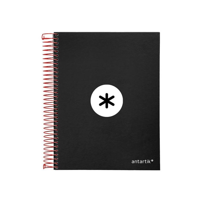 Cuaderno Espiral A5 Micro Antartik Tapa Forrada 120H 90 gr Liso Con Bandas 6 Taladros Color Negro 1