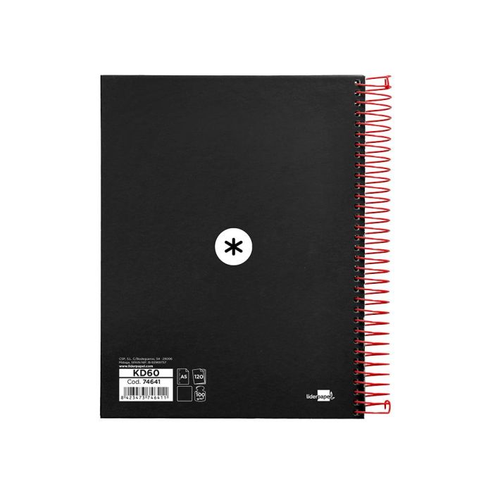 Cuaderno Espiral A5 Micro Antartik Tapa Forrada 120H 90 gr Liso Con Bandas 6 Taladros Color Negro 2