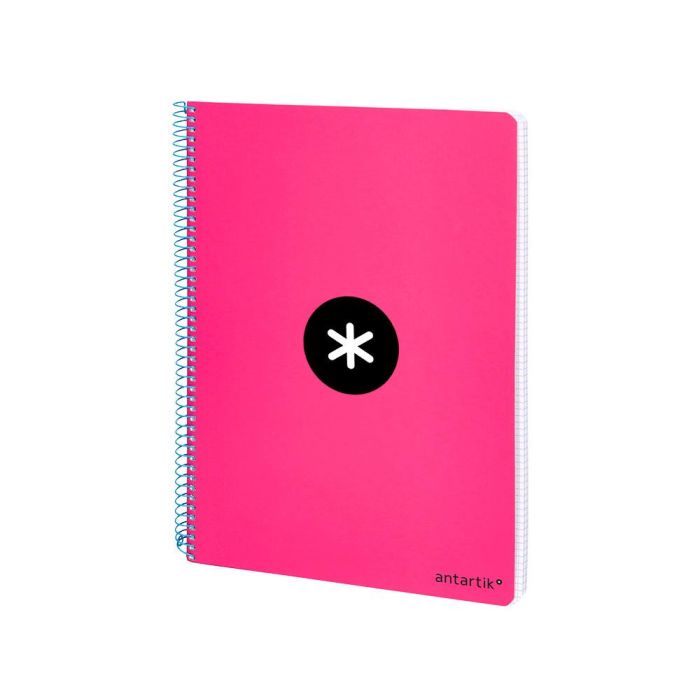 Cuaderno Espiral Antartik A5 Tapa Dura 80H 100 gr Cuadro 5 mm Con Margen Color Rosa Fluor