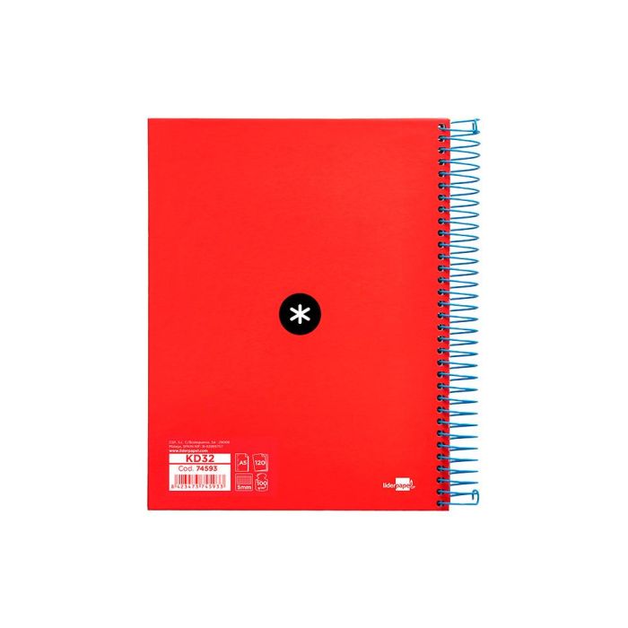 Cuaderno Espiral A5 Micro Antartik Tapa Forrada120H 90 gr Cuadro 5 mm 5 Bandas 6 Taladros Colores Surtidos 18 unidades 3