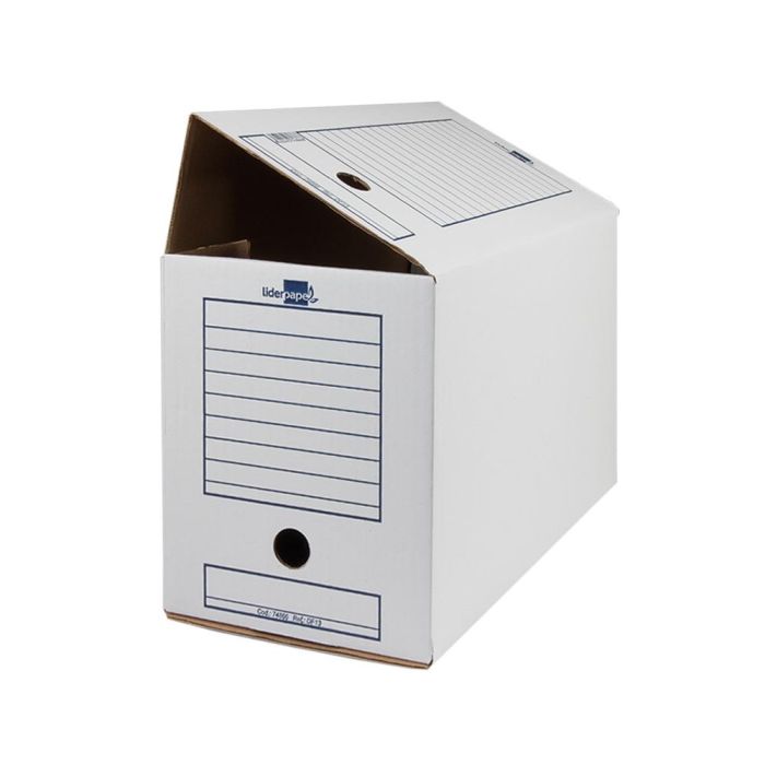 Caja Archivo Definitivo Liderp Apel Folio Doble Ancho Carton 100% Reciclado 325 gr-M2 Lomo 200 mm Color Blanco 367x200X251M 50 unidades 3