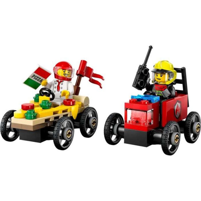 Juego de construccion coches de carreras: pizza vs camión de bomberos lego city 4 Juego de construccion coches de carreras: pizza vs camión de bomberos lego city 4