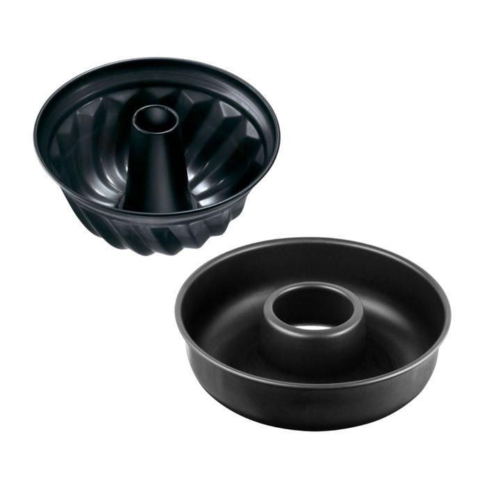 Zenker ZEN1701993927740 - Set de Moldes Kouglof y Savarin Metálicos Negros, 25 cm y 28 cm