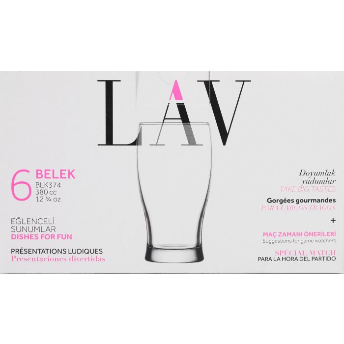 Lav Set de 6 Vasos de Cerveza Belek 375 cc (8 Cajas) 1