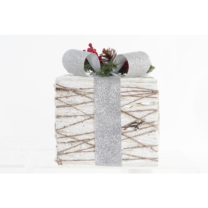 Regalo Navidad Moderna DKD Home Decor Blanco Plateado 25 x 28 x 25 cm Set de 3 3