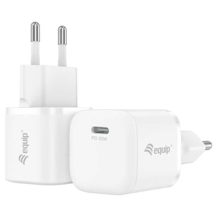 Equip 245520 Cargador de Pared USB-C Power Delivery PD 3.0 20W para iPhone, iPad, Nintendo Switch y Smartphones, Carga Rápida