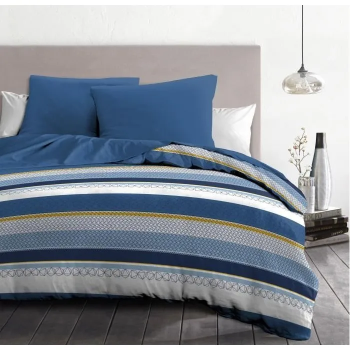 Home Linge Passion HOM3701393711623 Juego Nórdico de Microfibra STANIS - 240 x 260 cm + 2 Fundas Almohada 63 x 63 cm - Azul 1