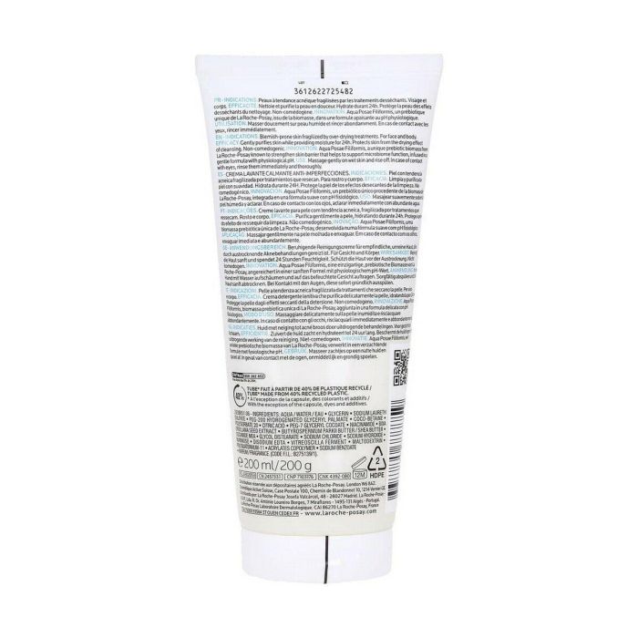 La Roche Posay Effaclar H ISO-BIOME Crema Limpiadora Dermo-Calmante Hidratante Pieles Grasas y Acné con Tratamientos Desecantes 200 ml 1