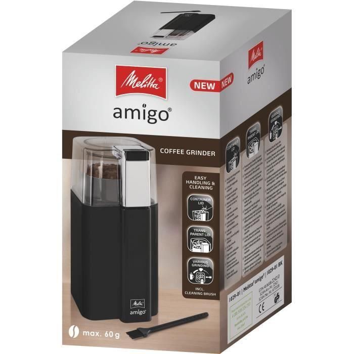 Melitta AMIGO 1029-01: Molinillo de Café Eléctrico de 170W de Potencia, Capacidad para 8 a 10 Tazas, Diseño en Color Negro 1