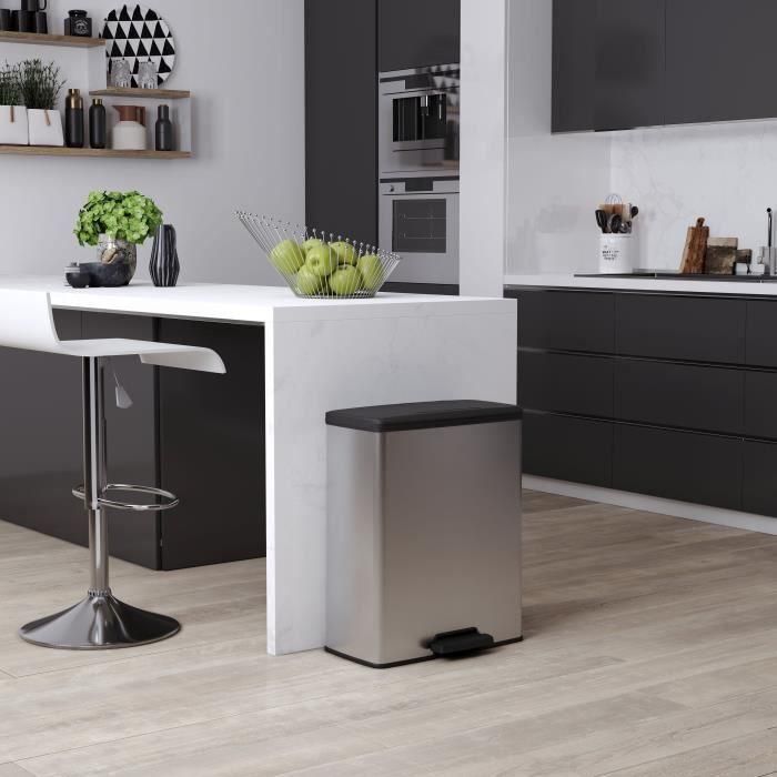 Curver CUR3253924839967 Cubo de Basura Rectangular Deco Bin 65L, Gris Metalizado, 49x29x61 cm 4