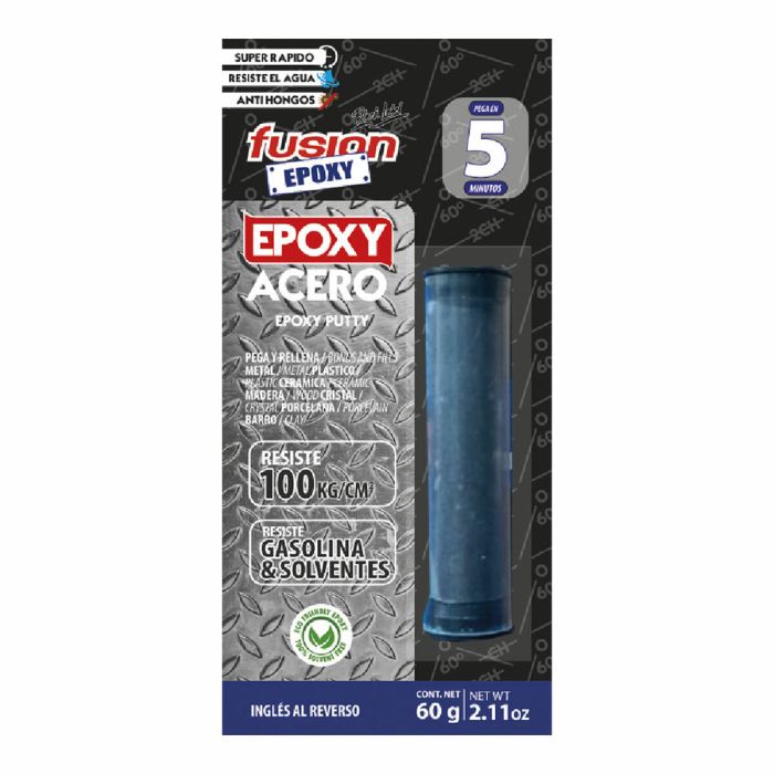 Masilla epoxi Fusion Epoxy Black Label Pl60e5a Acero 60 g