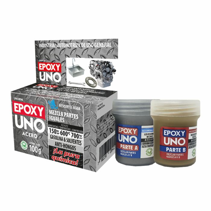 Adhesivo epoxi bicomponente Fusion Epoxy Black Label Unoa98 Universal Gris oscuro 100 g