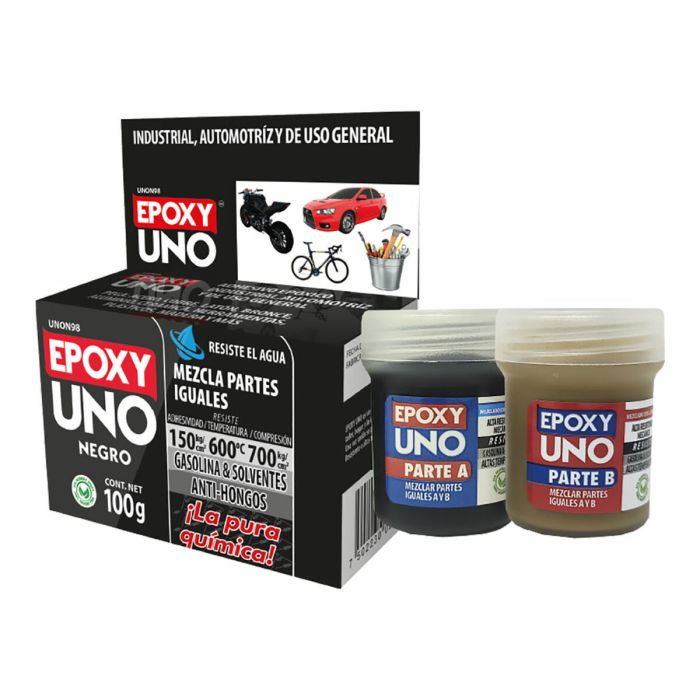 Adhesivo epoxi bicomponente Fusion Epoxy Black Label Unon98 Universal Negro 100 g