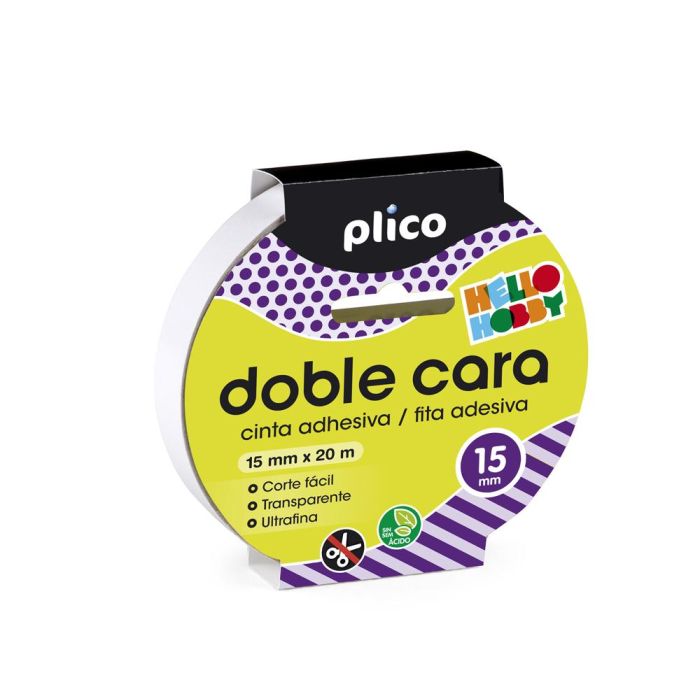 Cinta Adhesiva Plico Doble Cara 20 Mt X 15 mm 1