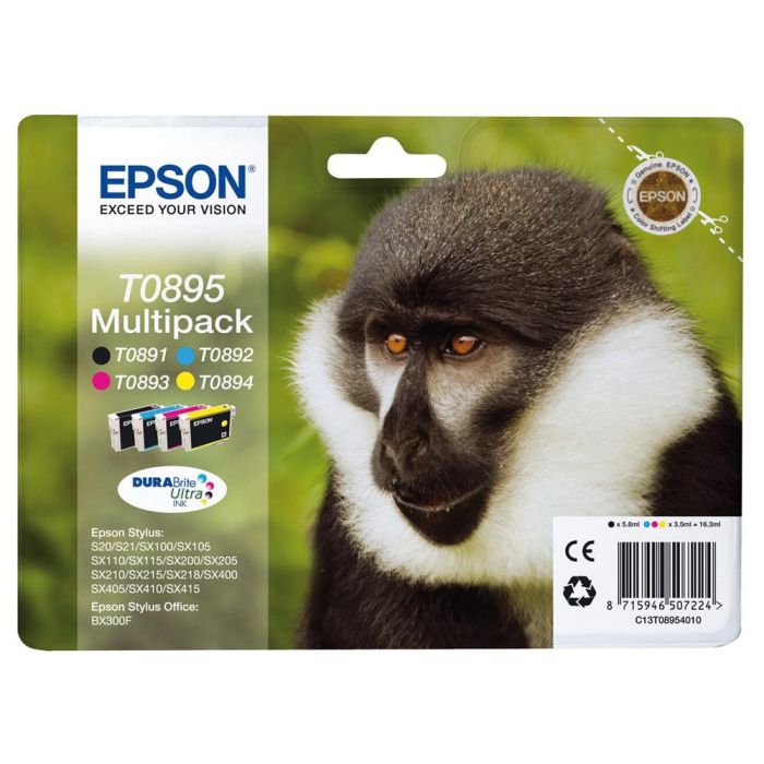 Ink-Jet Epson 895 Multipack Stylus S21- Sx100-Sx105- Sx115-Sx215-Sx218- Sx400-Sx40- Sx415 Bx300 Negro 1