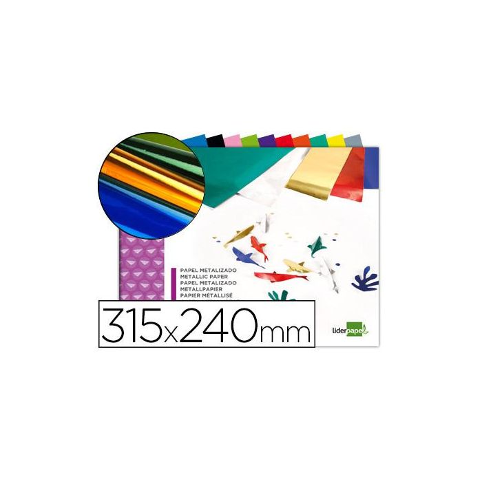 Bloc Trabajos Manuales Liderpapel Papel Metalizado 240x315 mm 10 Hojas Colores Surtidos