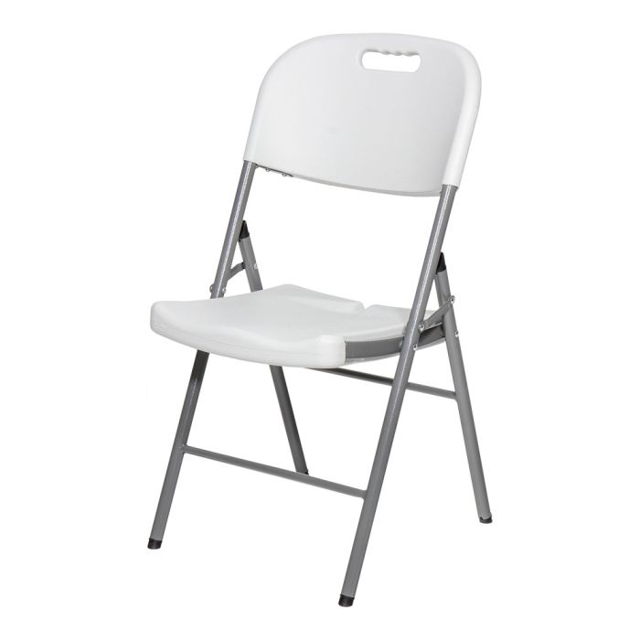 Edm Silla plegable blanca 86,5 x 47 x 54 cm, asiento 40 x 42 cm, soporta 150kg