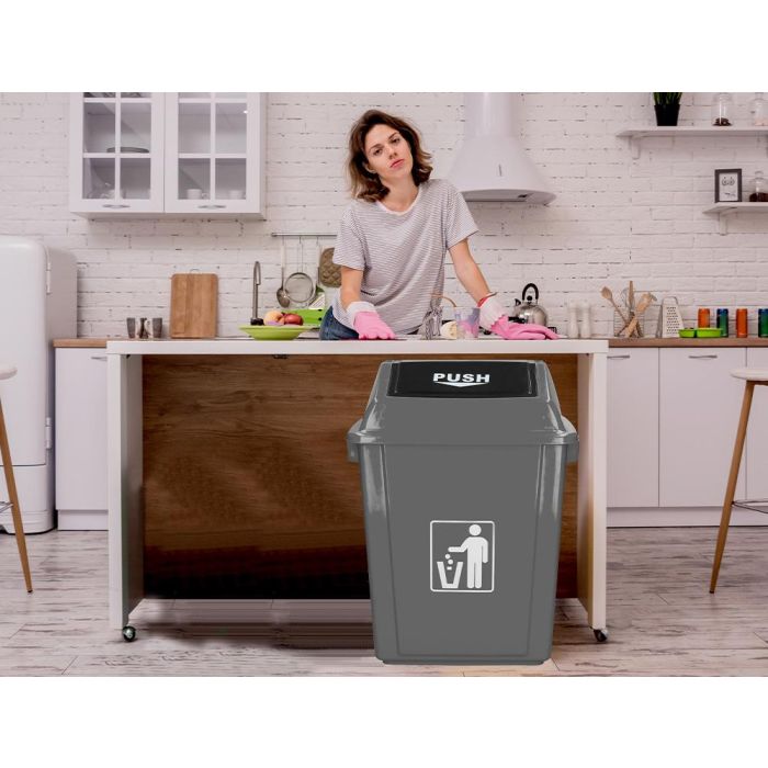 Papelera Contenedor Q-Connect Plastico Con Tapa De Balancin 58 Litros Gris 470x330X760 mm 9