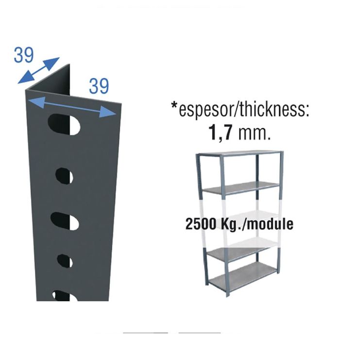 Perfil sclassic p/40 2000mm gris. simon rack 1 Perfil sclassic p/40 2000mm gris. simon rack 1