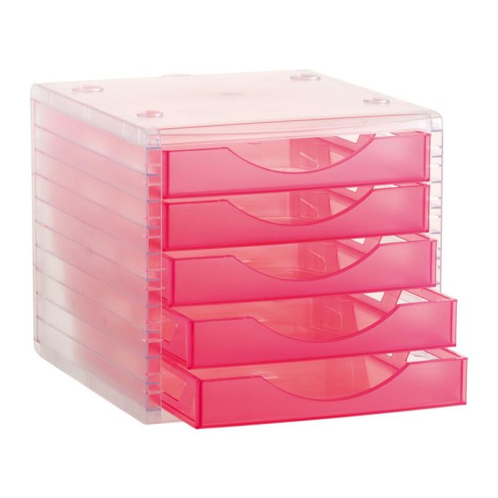 Fichero Cajones De Sobremesa Archivo 2000 260x270X340 mm Apilable 5 Cajones Rosa Translucido 1