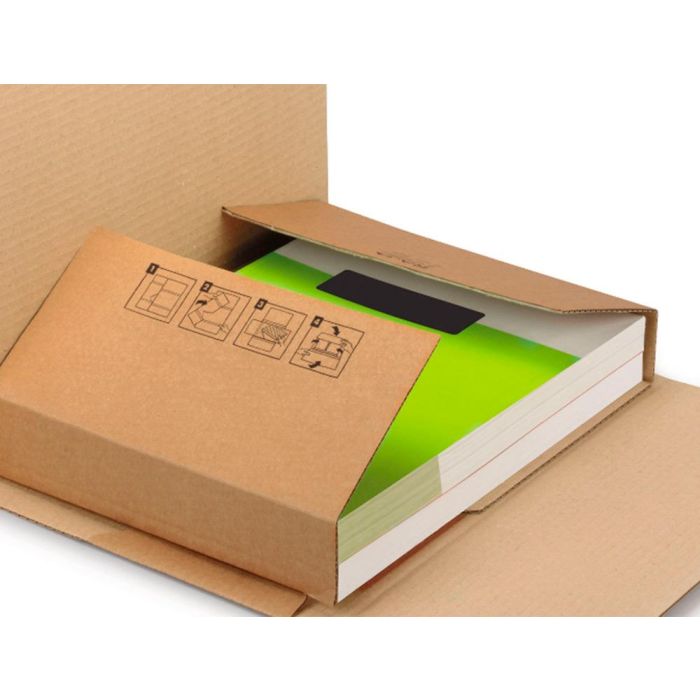 Caja Para Embalar Libros Q-Con Nect Cartón 100% Reciclado Canal Simple 3 mm Color Kraft 300x240X60 mm 5 unidades 4