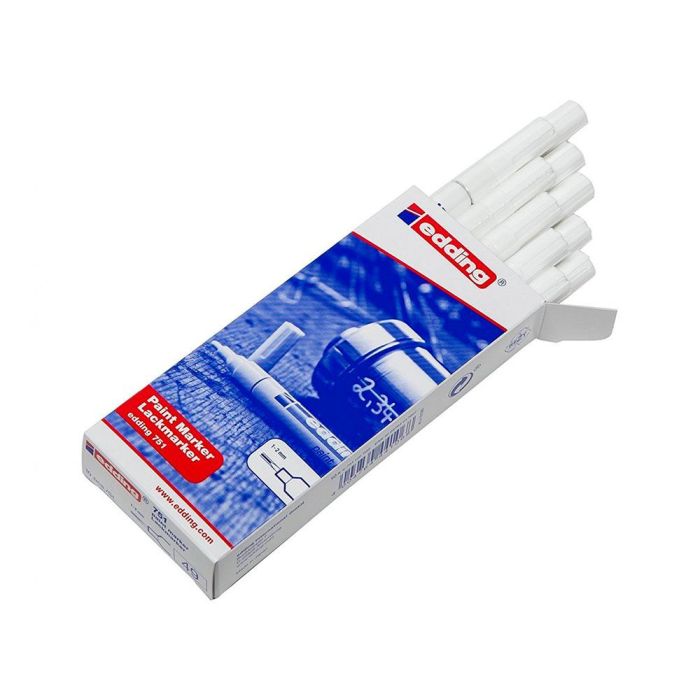 Rotulador Edding Punta Fibra 751 Blanco Punta Redonda 1-2 mm 10 unidades 4