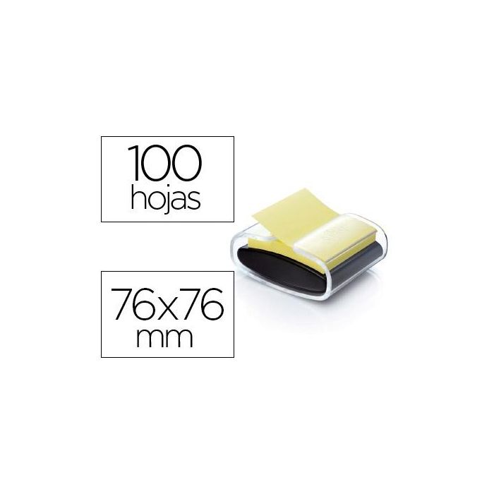 Soporte Bloc De Notas Adhesivas Quita Y Pon Post-It Super Sticky Z Notes Color Negro Con 1 Bloc 76x76 mm