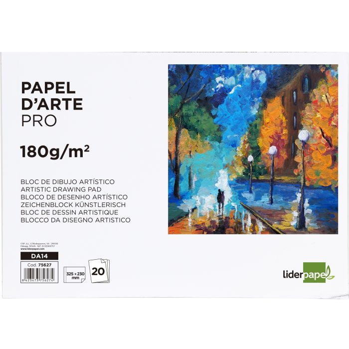 Bloc Dibujo Liderpapel Artistico Encolado 230x325 mm 20 Hojas 180 gr-M2 Sin Recuadro 5 unidades 2