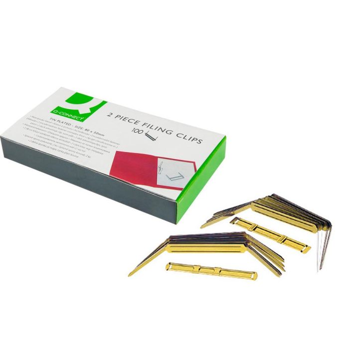 Encuadernador Fastener Q-Connect Dorado Caja De 100 Unidades 1