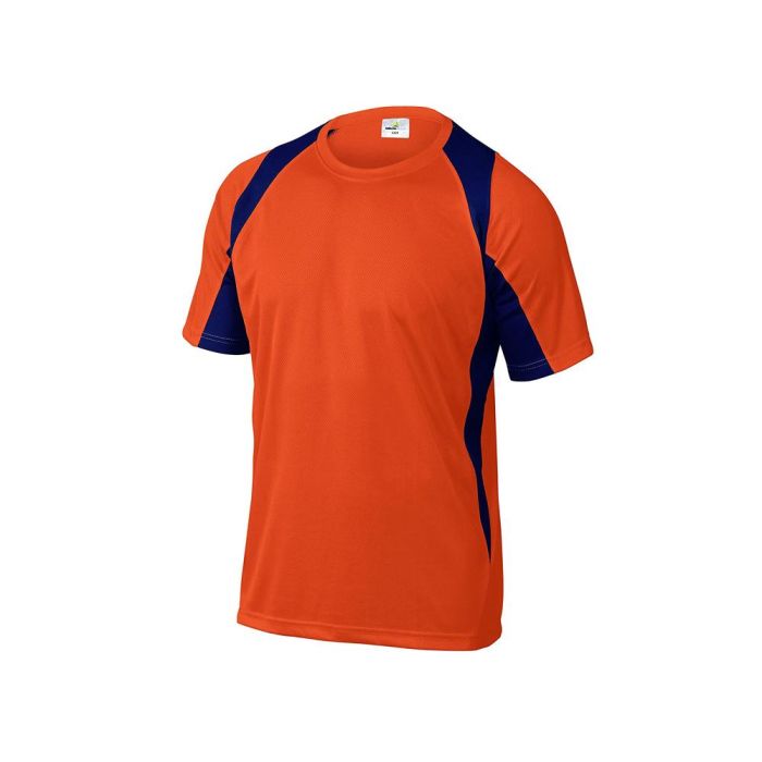 Camiseta Deltaplus Poliester Manga Corta Cuello Redondo Tratamiento Secado Rapido Color Naranja-Marino Talla 3XL 1