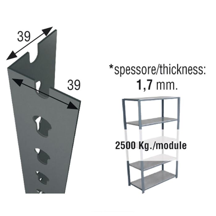 Perfil sclick p/40 2000mm gris. simon rack 1 Perfil sclick p/40 2000mm gris. simon rack 1