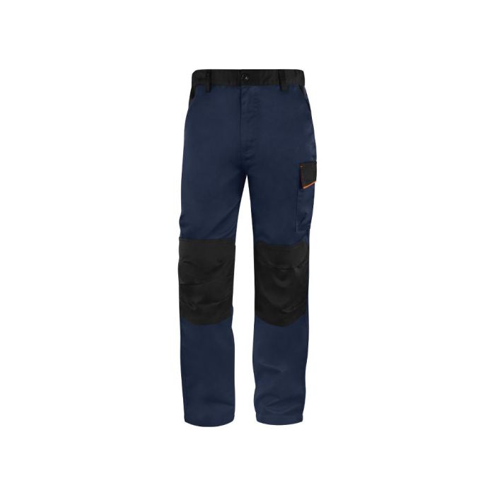 Pantalon De Trabajo Deltaplus Cintura Ajustable 5 Bolsillos Color Azul Naranja Talla 3XL