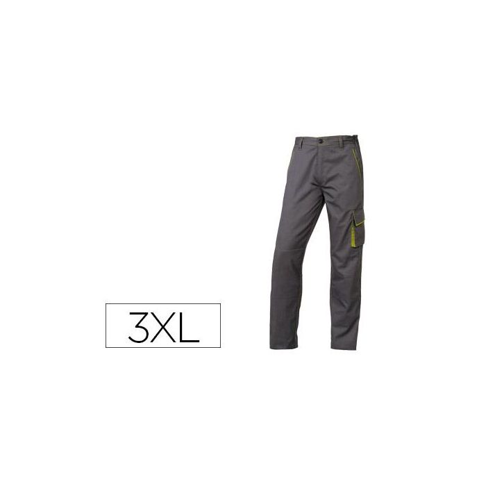 Pantalon De Trabajo Deltaplus Cintura Ajustable 5 Bolsillos Color Gris Verde Talla 3XL