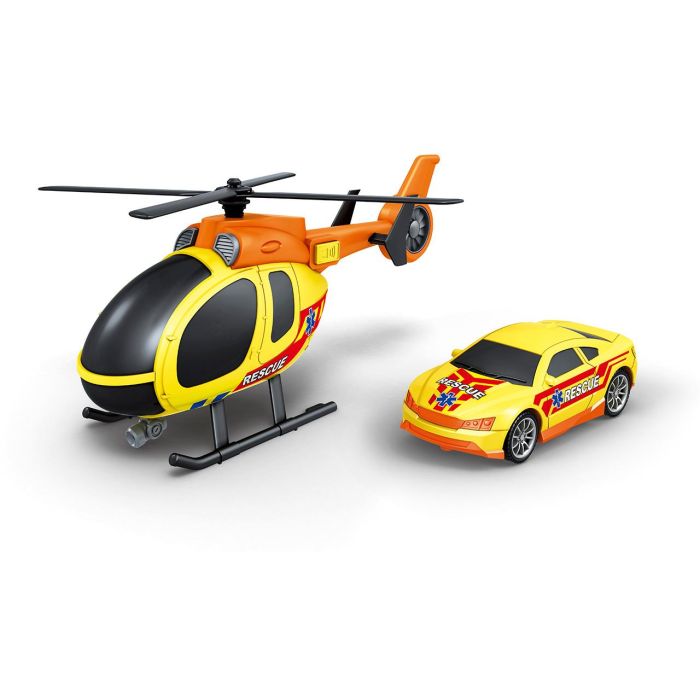 Helicoptero + Coche Resscate Luz-Sonido Heroes De Ciudad 1: