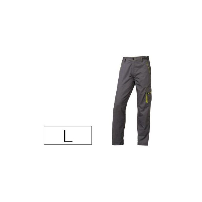Pantalon De Trabajo Deltaplus Cintura Ajustable 5 Bolsillos Color Gris Verde Talla L Talla L